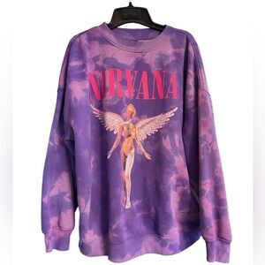Upcycled Bleach Dyed Oversized Nirvana Purple Swearshirt